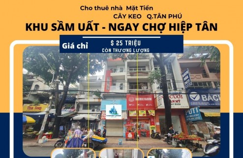 CỰC SỐC-Cho thuê nhà Mặt Tiền CHỢ Hiệp Tân 60m2, 3Lầu+ST, 25Triệu